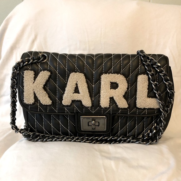 Karl Lagerfeld Paris Agyness Black Quilted Shoulder Bag